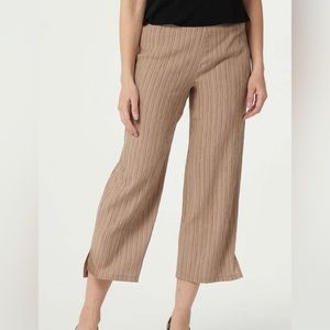 Dennis by Dennis Basso Pants Womens Textured Woven Pull On Tan Crop Capri Size M